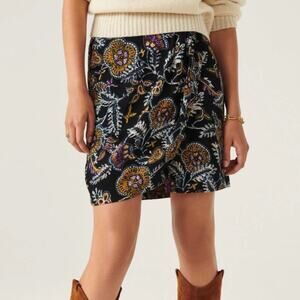 Ba&sh Venice Dark Floral Front Pleated Wrap Mini Skirt M